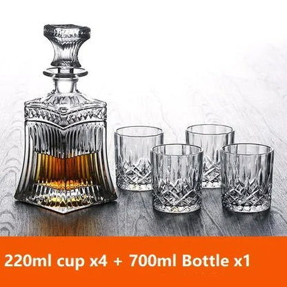 CRYSTAL WHISKEY DECANTER AND GLASSES