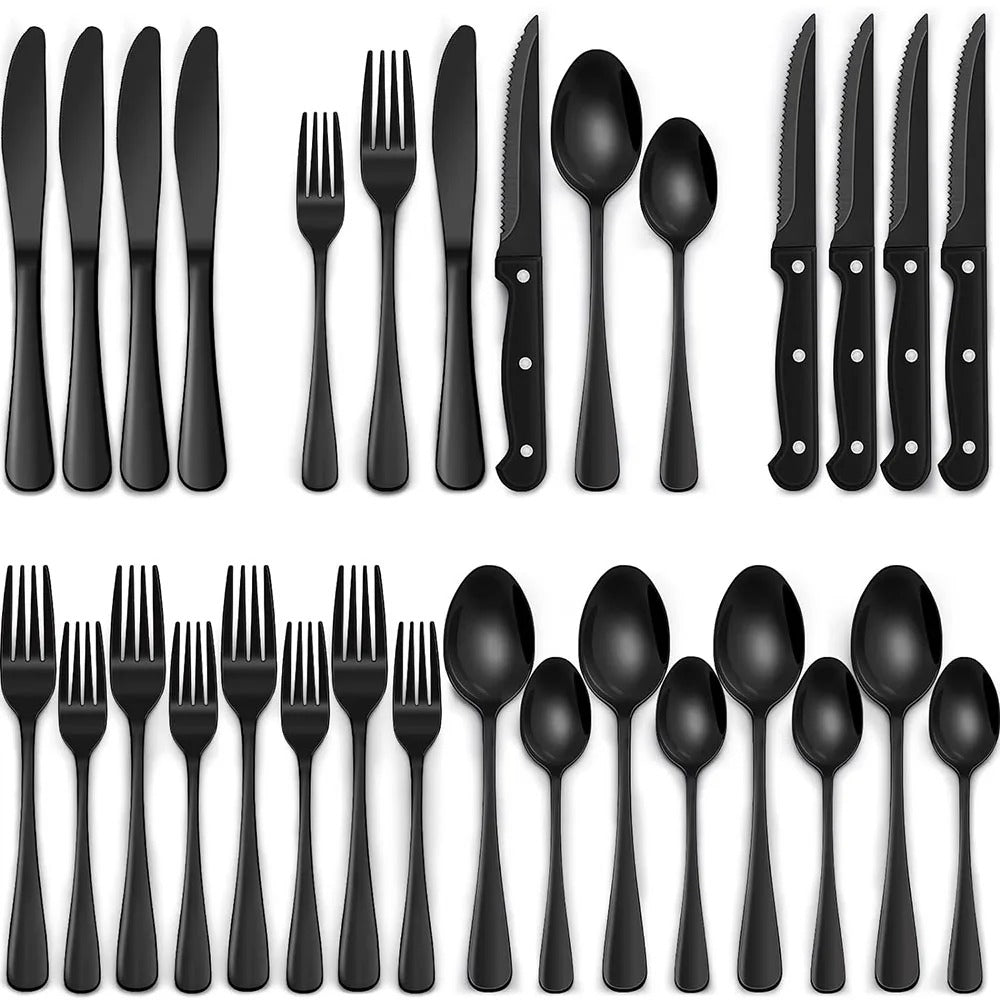 BLACK SILVERWARE SET