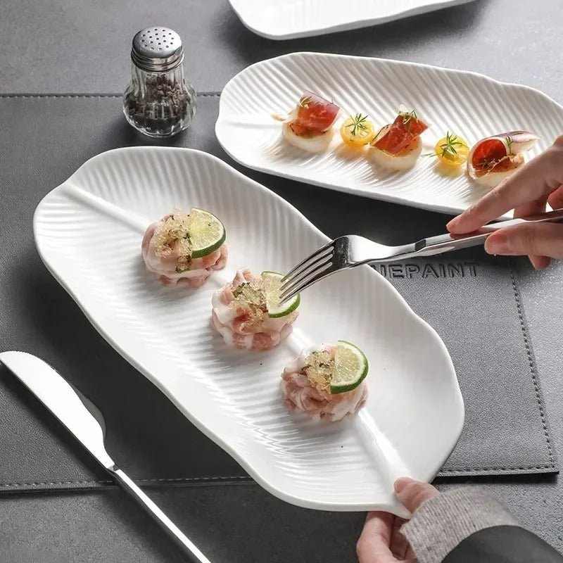 WHITE LEAF SUSHI PLATE