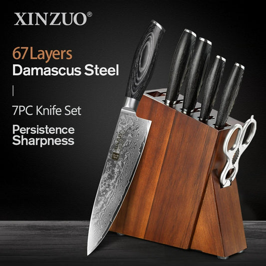 XINZUO 7PCS DAMASCUS KNIFE SET