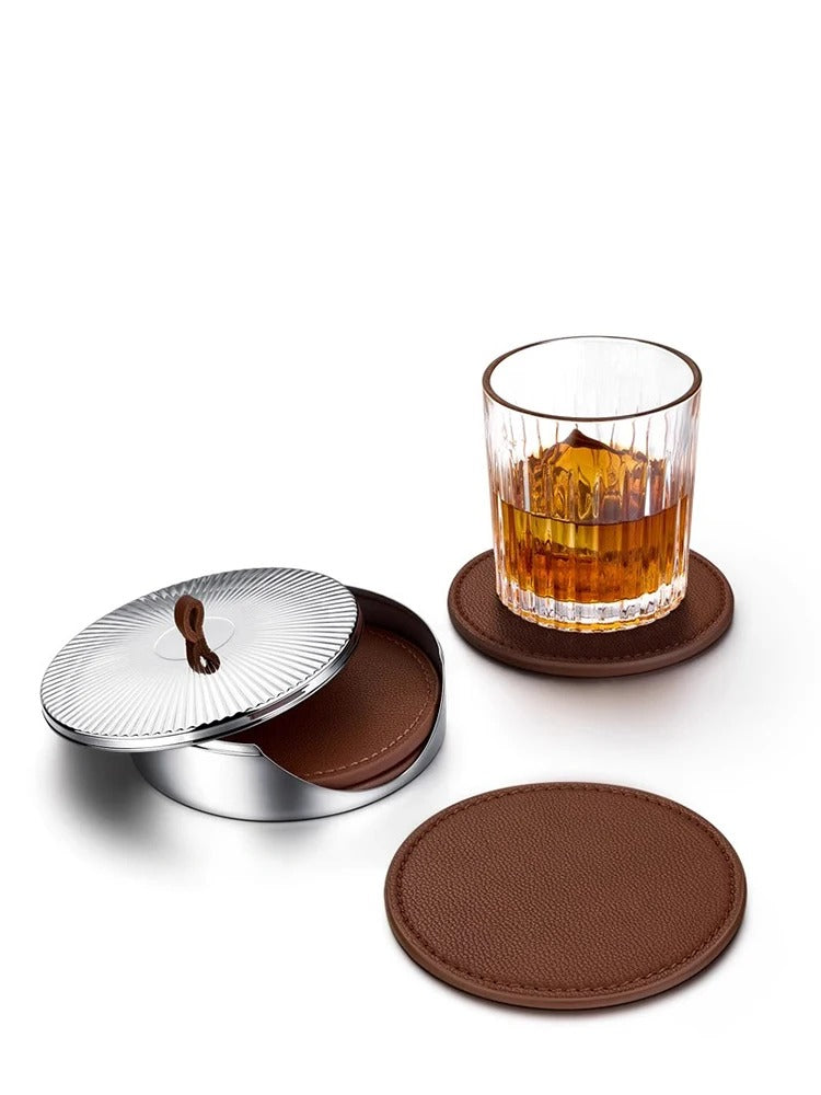 4 PIECE LEATHER COASTERS