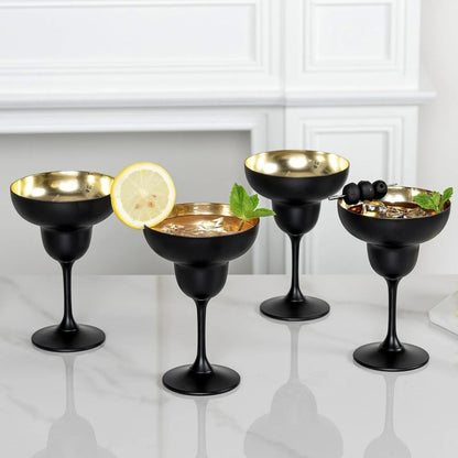 BLACK & GOLD MARGARITA GLASSES