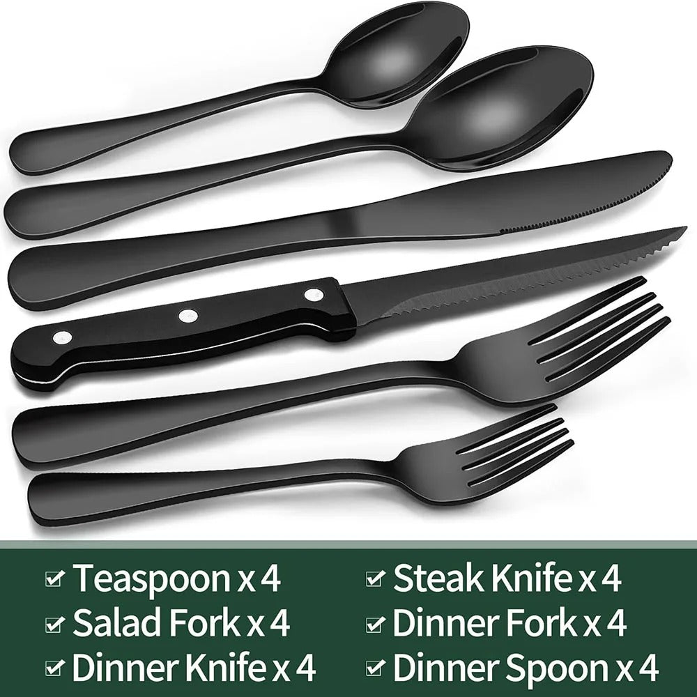 BLACK SILVERWARE SET