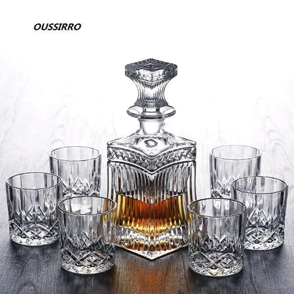 CRYSTAL WHISKEY DECANTER AND GLASSES