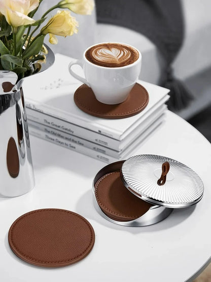 4 PIECE LEATHER COASTERS