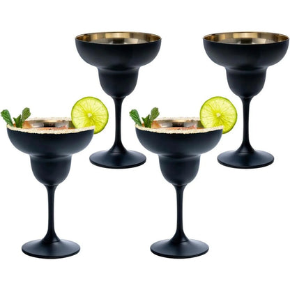 BLACK & GOLD MARGARITA GLASSES