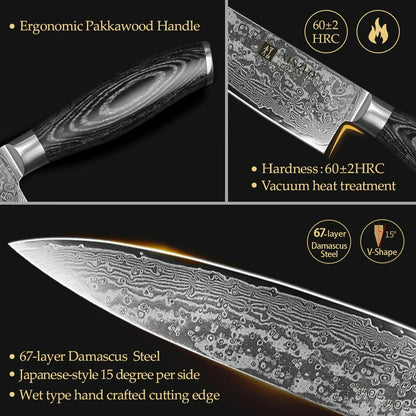 XINZUO 7PCS DAMASCUS KNIFE SET