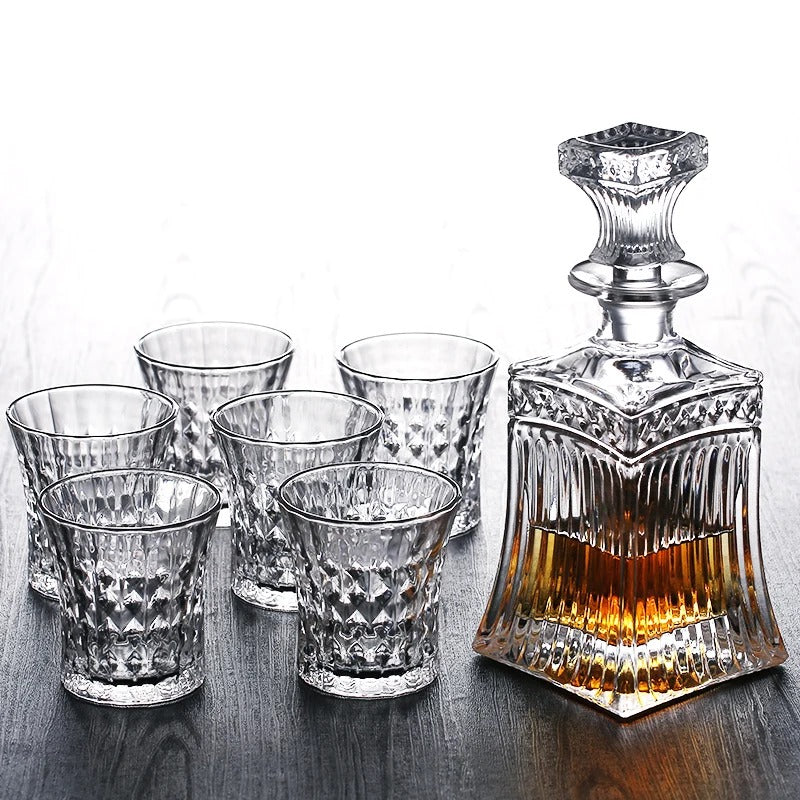 CRYSTAL WHISKEY DECANTER AND GLASSES