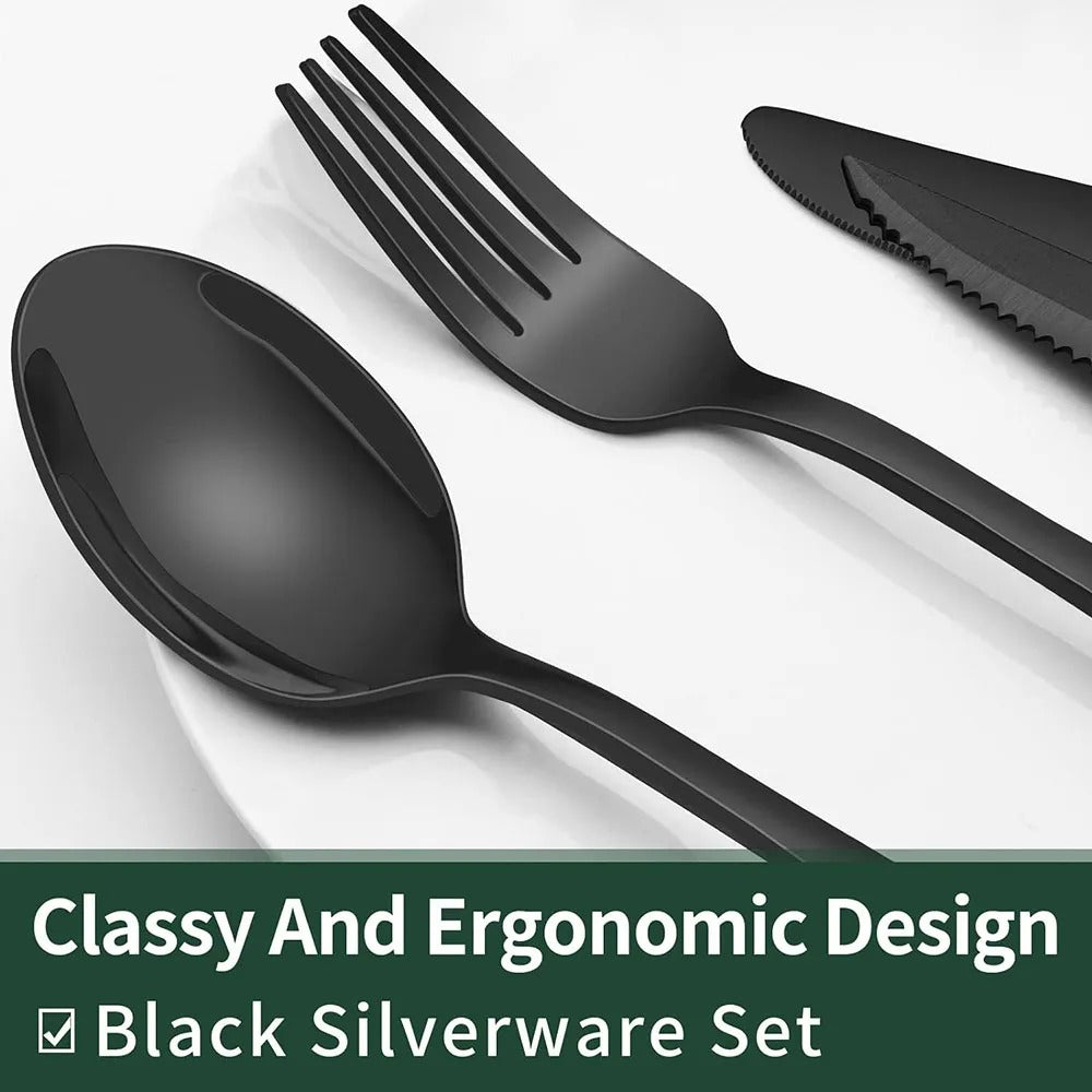 BLACK SILVERWARE SET