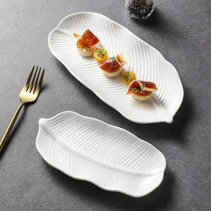 WHITE LEAF SUSHI PLATE