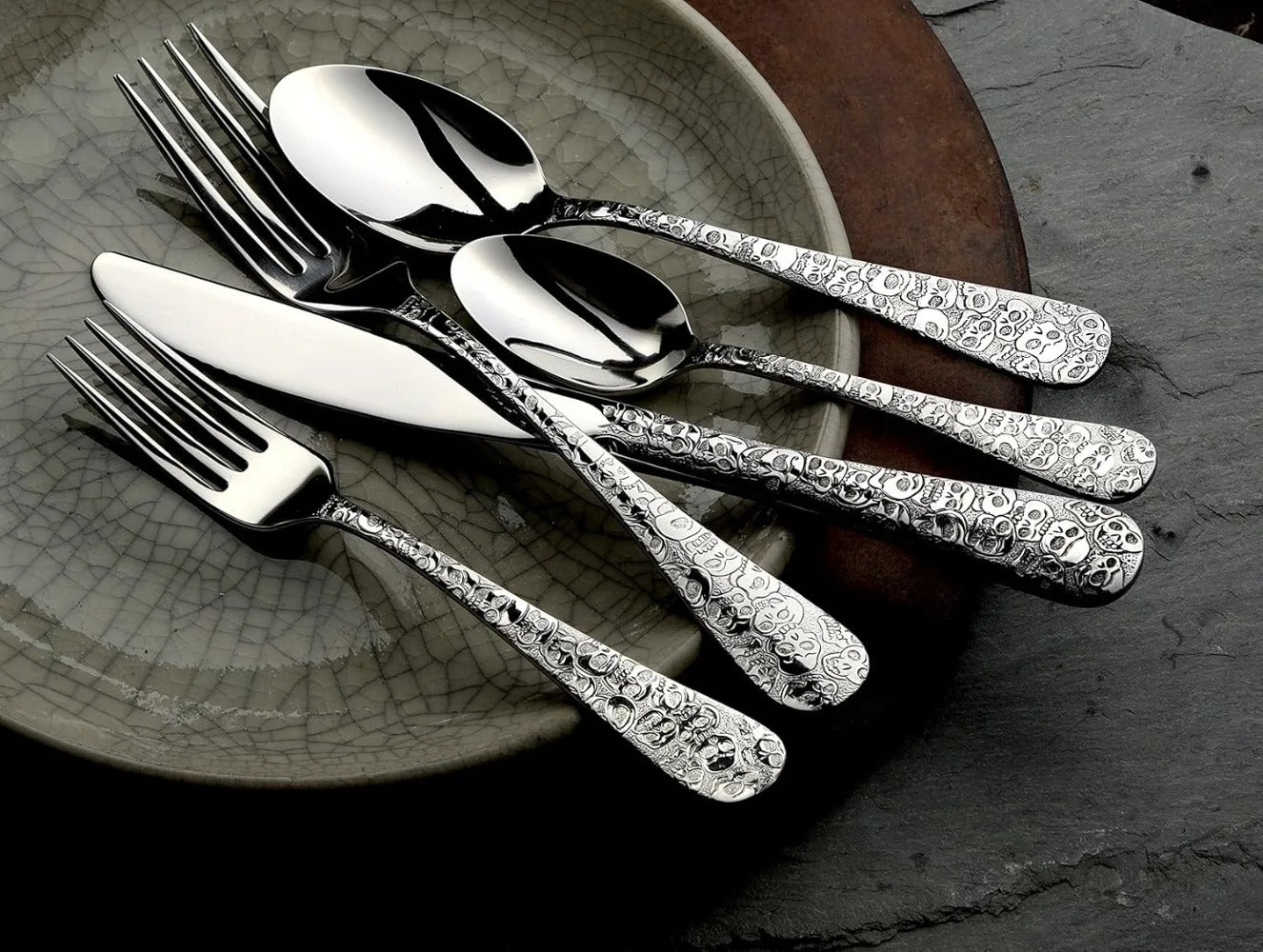 45 PIECE SKULL FLATWARE SET