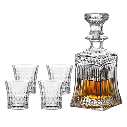 CRYSTAL WHISKEY DECANTER AND GLASSES