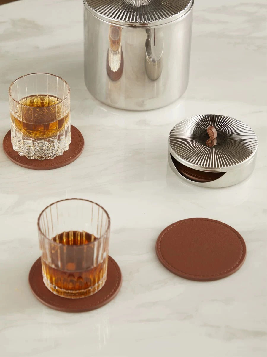 4 PIECE LEATHER COASTERS