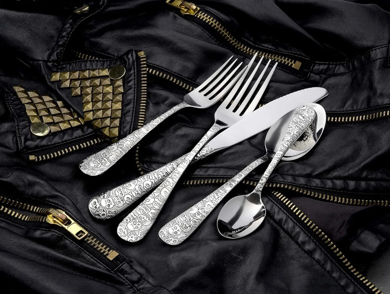 45 PIECE SKULL FLATWARE SET