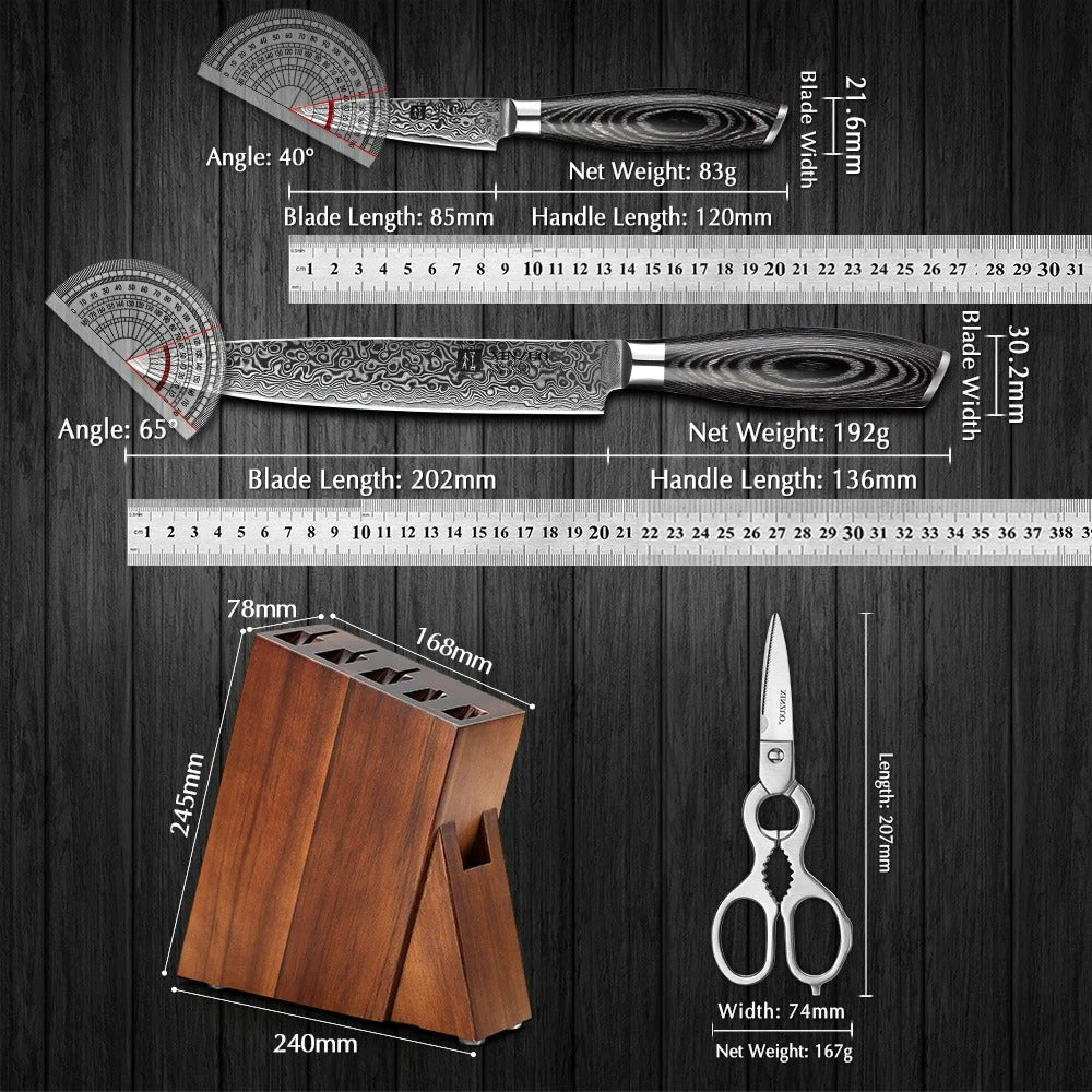 XINZUO 7PCS DAMASCUS KNIFE SET