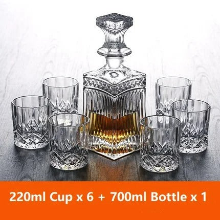 CRYSTAL WHISKEY DECANTER AND GLASSES