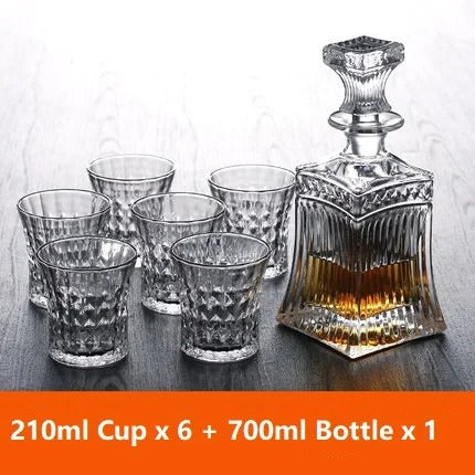 CRYSTAL WHISKEY DECANTER AND GLASSES